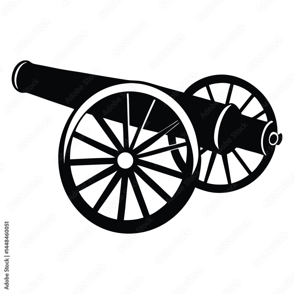 Fototapeta premium Old cannon silhouette Vector illustration