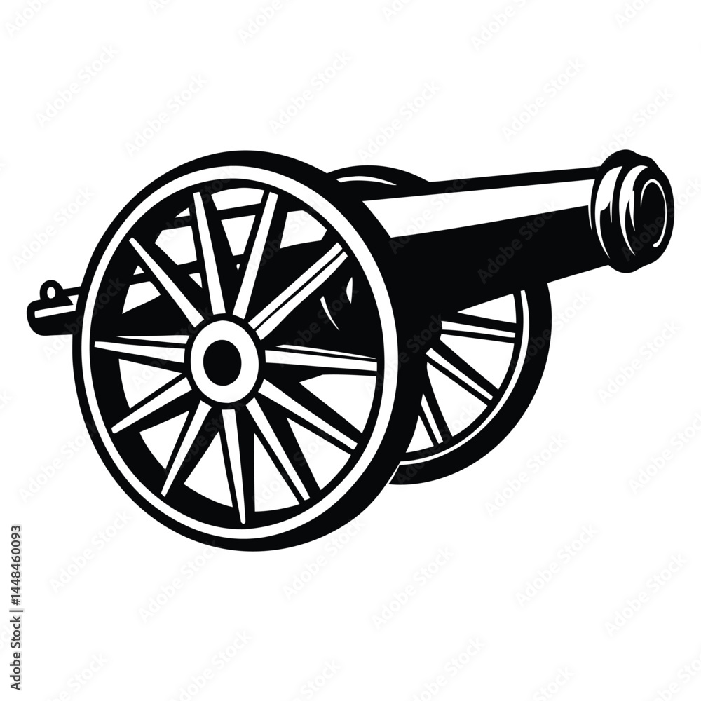 Fototapeta premium Old cannon silhouette Vector illustration