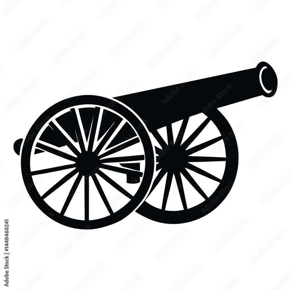 Fototapeta premium Old cannon silhouette Vector illustration