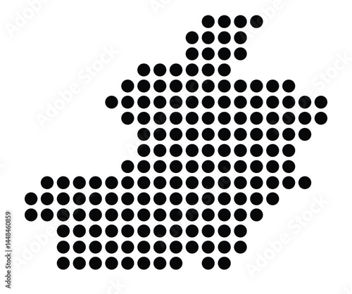 Symbol Map Of the City Butzbach (Germany) showing the city with a pattern of just a few black dots