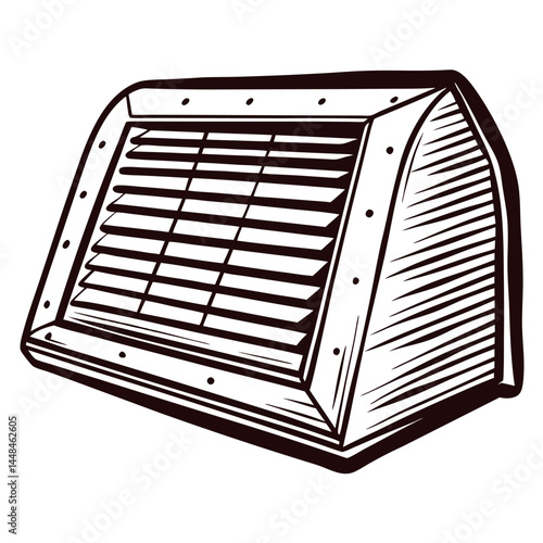 Retro air vent sketch with minimalist design and linear patterns.