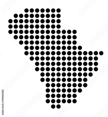 Symbol Map Of the City Hückelhoven (Germany) showing the city with a pattern of just a few black dots