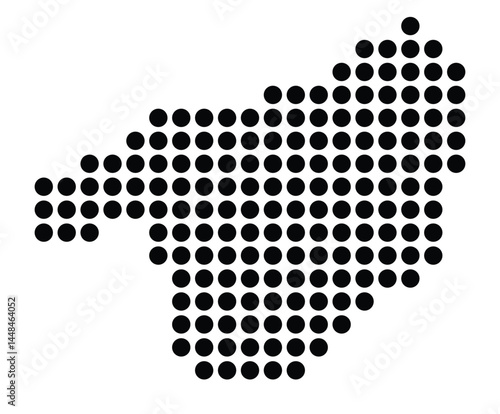 Symbol Map Of the City Ingelheim am Rhein (Germany) showing the city with a pattern of just a few black dots