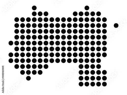 Symbol Map Of the City Kirchheim unter Teck (Germany) showing the city with a pattern of just a few black dots