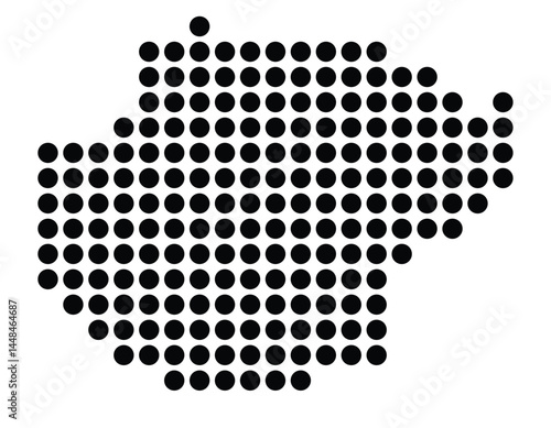 Symbol Map Of the City Kornwestheim (Germany) showing the city with a pattern of just a few black dots