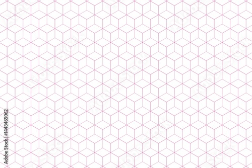 Pink Line Isometric Cube Pattern With An Optical Illusion Effect. Perfect For Modern Backgrounds, 3D-themed Graphic Design, Packaging, And Architectural Illustrations. A Clean, Geometric And Abstract.