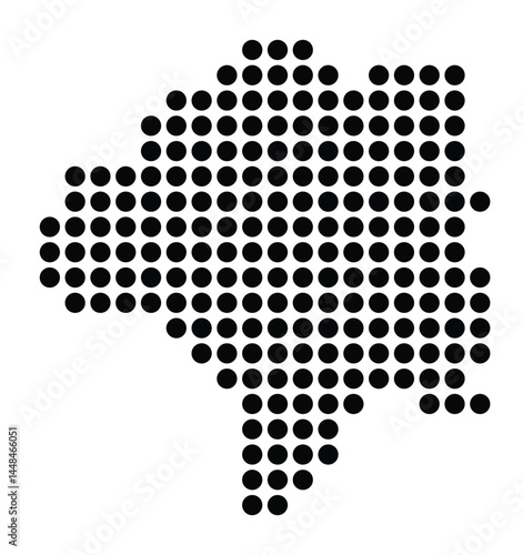 Symbol Map Of the City Nettetal (Germany) showing the city with a pattern of just a few black dots