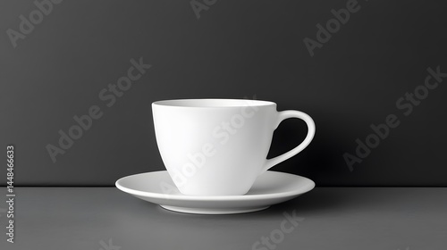 Wallpaper Mural White Coffee Cup and Saucer on Dark Background Minimalist Still Life Photography Torontodigital.ca