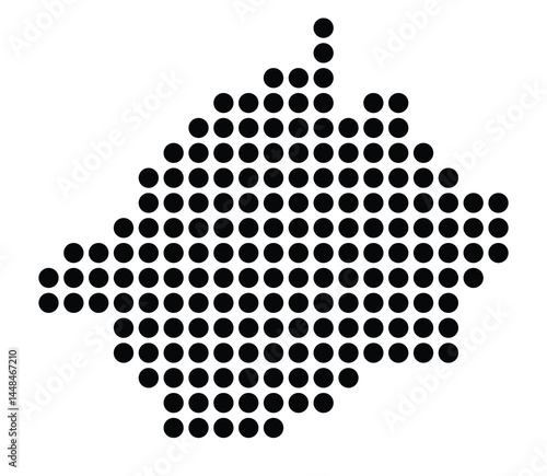 Symbol Map Of the City Rheda-Wiedenbrück (Germany) showing the city with a pattern of just a few black dots