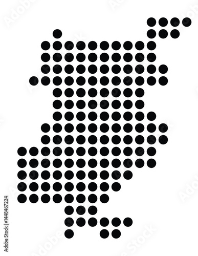 Symbol Map Of the City Rheinbach (Germany) showing the city with a pattern of just a few black dots
