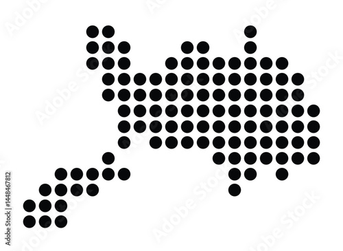 Symbol Map Of the City Schwäbisch Hall (Germany) showing the city with a pattern of just a few black dots