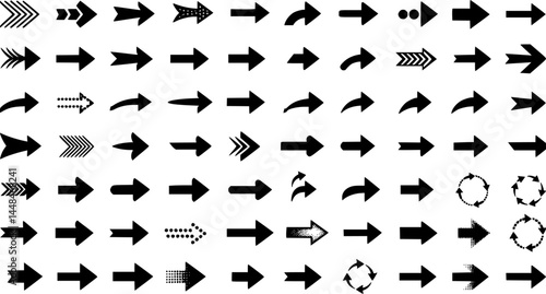 50 Black Arrow Icons Vector Shapes UI Arrows Downloadable Graphics