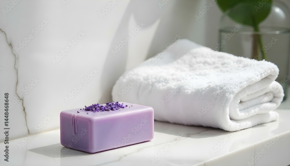 soap and towel on a white background. soap and towel on a white background.