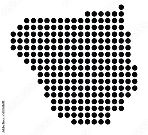 Symbol Map Of the City Viernheim (Germany) showing the city with a pattern of just a few black dots
