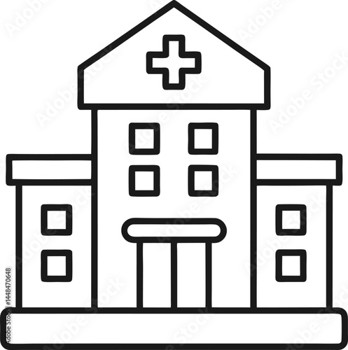  hospital building outline vector icon on white background