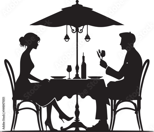  vector Couple sitting in restaurant 