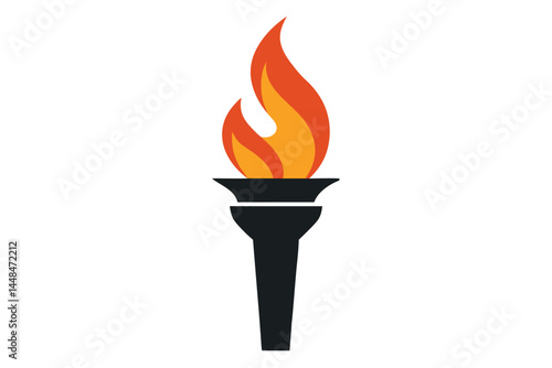 Stylized illustration of a black torch with a bright orange flame