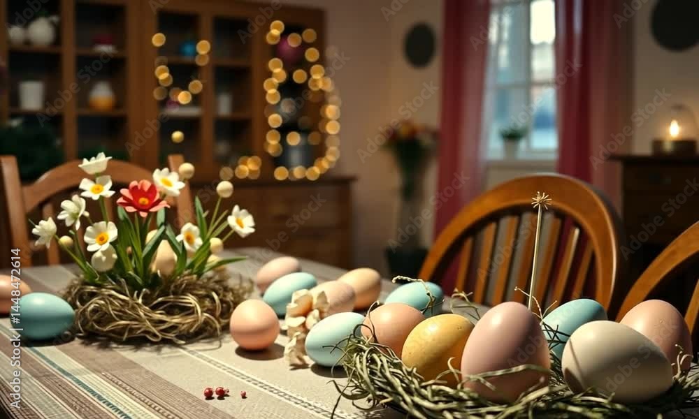easter still life with easter eggs