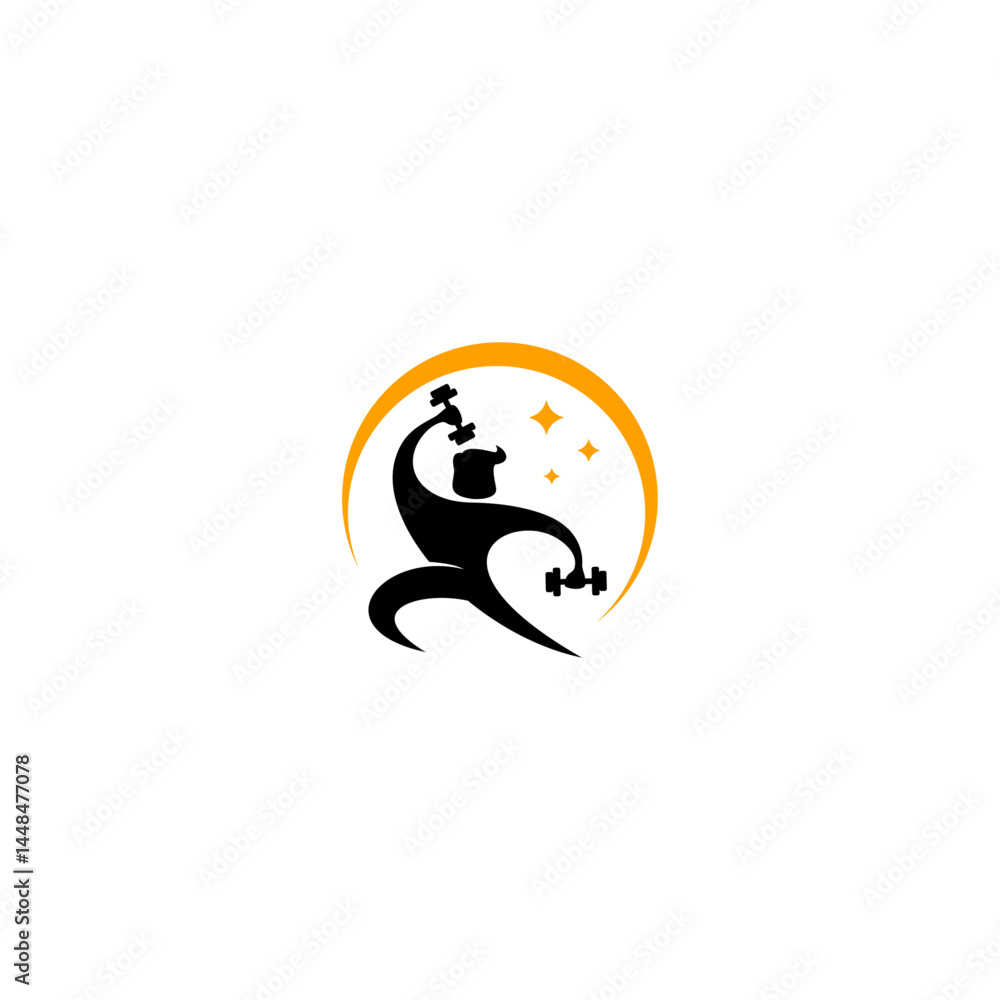 Star body builder logo for gym and fitness sport Star body builder logo for gym and fitness sport