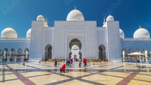 Slika na platnu Sheikh Zayed Grand Mosque timelapse hyperlapse in Abu Dhabi, the capital city of