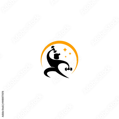 Star body builder logo for gym and fitness sport