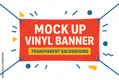 A white background vector illustration featuring a mock-up vinyl banner