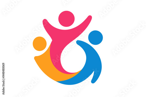 A vector template for a people logo is accompanied by a concept for a colorful logo design