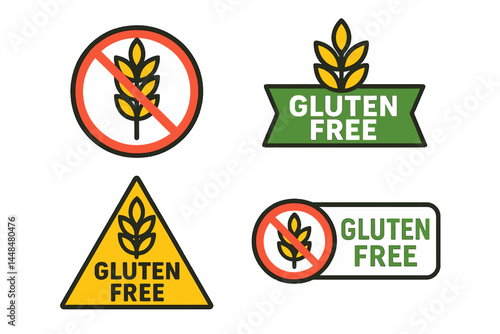 Gluten-free food packaging or dietetic products can be designed with these vector icon templates and no wheat symbols