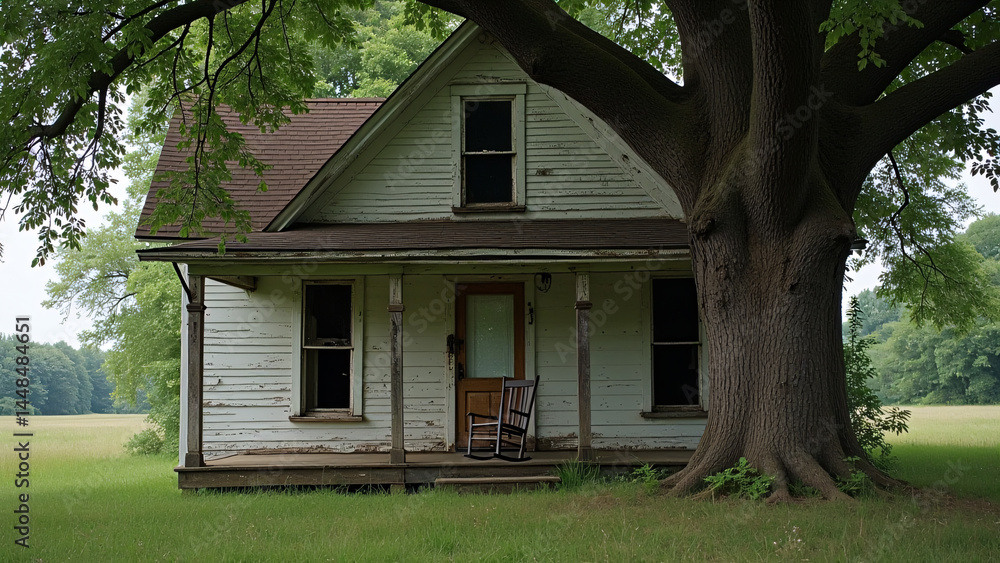 White House with Porch and Tree