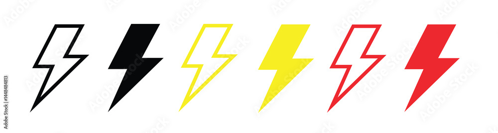 Electric Vector Icons - Lightning Bolt Flash Icons Collection. Set of Colorful Lightning Bolt Icons Power Energy Flash Electric Vector Icons - Lightning Bolt Flash Icons Collection. Set of Colorful Lightning Bolt Icons Power Energy Flash