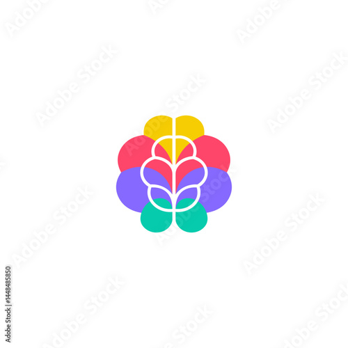 Colorful brain logo for creativity, education and mental health