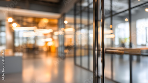 Dynamic workspace transition modern office blurred interior professional environment close-up view