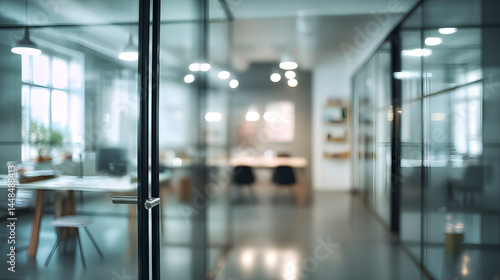 Professional meeting space with blurred office background modern workspace calm environment focused view