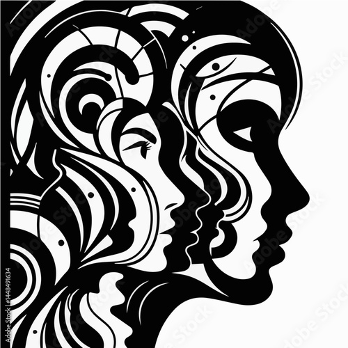 Black and White SVG of Distracted Thoughts