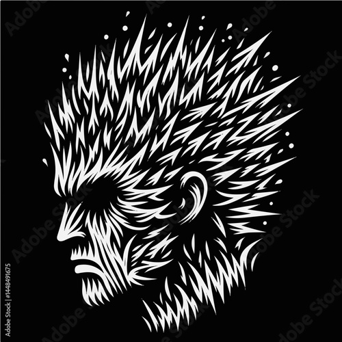 Black and White SVG of Angry State of Mind