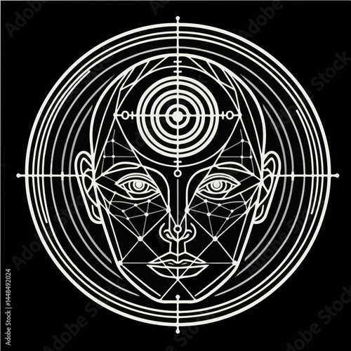 Black and White SVG of a Focused Mind