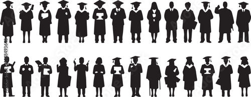 Silhouette Collection of Graduates in Academic Regalia