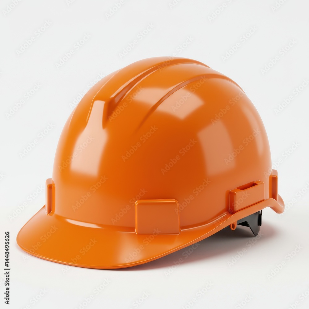 A close up studio shot of a bright orange hard hat on a white background with smooth texture and details A close up studio shot of a bright orange hard hat on a white background with smooth texture and details