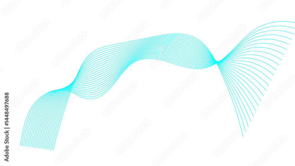 Fototapeta premium Abstract vector wavy lines flowing smooth curve colorful gradient purple blue on transparent background