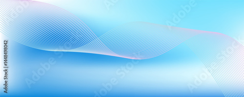 Abstract blue gradient background with shining lines waves. Minimalist background for banner, poster, cover, brochure, flyer, website, advertising, sponsorship