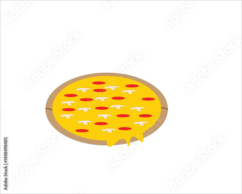 Melted cheese pizza on white background