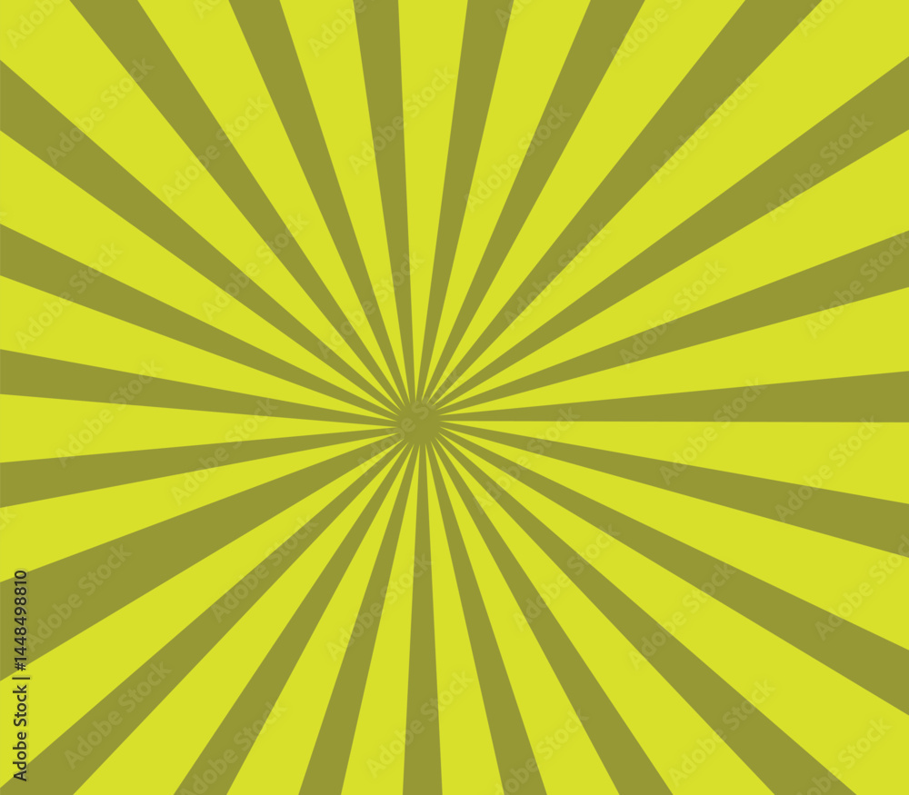 Obraz premium Sun rays yellow background, starburst anime pop art cartoon or comic, dotted texture and explosion effect or sunburst, halftone gradient, fun and exciting template frame.