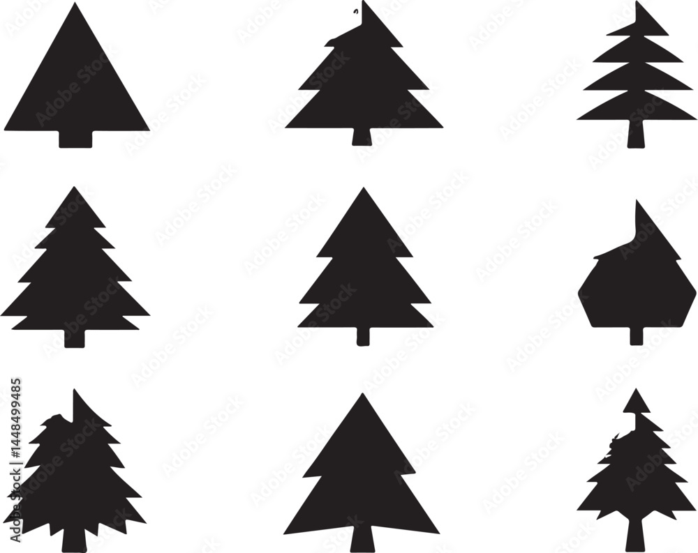 Vector Christmas Tree Stencil Collection vector Vector Christmas Tree Stencil Collection vector