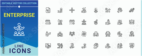 Enterprise icon set. Contains such icons as profession, organization, professional, commerce, manage. Business icon set. Trendy minimal icons. Vector illustration. Pixel perfect.