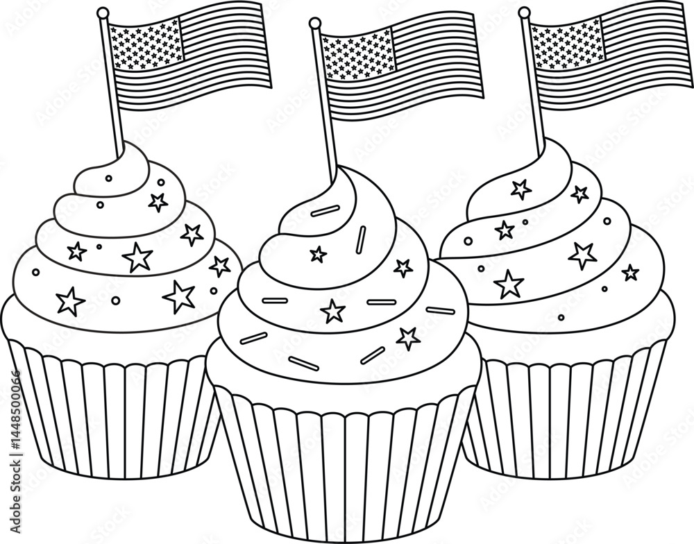 Happy 4Th of July Cake Coloring Page for Kids