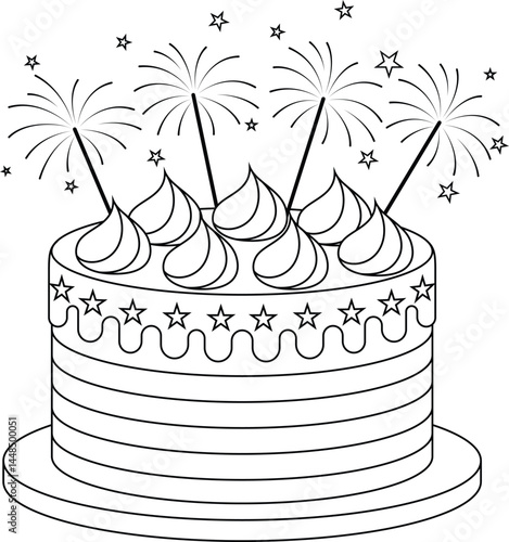 Obraz na płótnie Happy 4th of July Cake Coloring Page for Kids w salonie