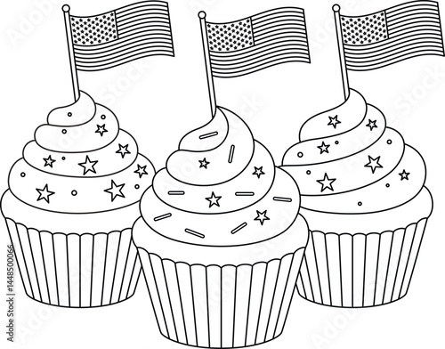 Obraz na płótnie Happy 4Th of July Cake Coloring Page for Kids w salonie