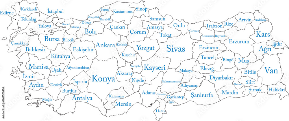 Fototapeta premium turkey cities map vector illustration