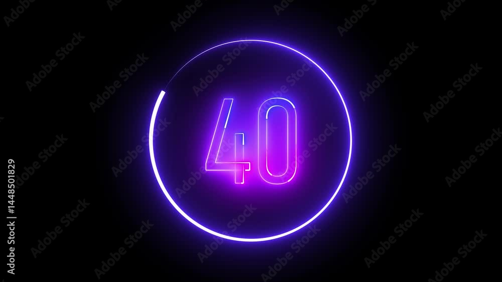 Circular neon frame around number 40 striking light-based artwork for modern digital design and creative media presentations. Circular neon frame around number 40 striking light-based artwork for modern digital design and creative media presentations.