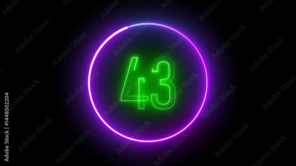 Digital neon number 43 framed by a glowing ring eye catching concept for visual storytelling and high-energy graphics. Digital neon number 43 framed by a glowing ring eye catching concept for visual storytelling and high-energy graphics.